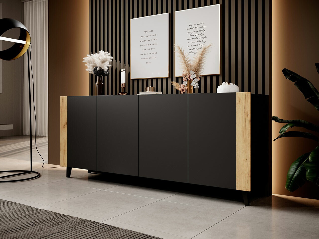 Sideboard Charlotte 183 (Black + Craft oak)