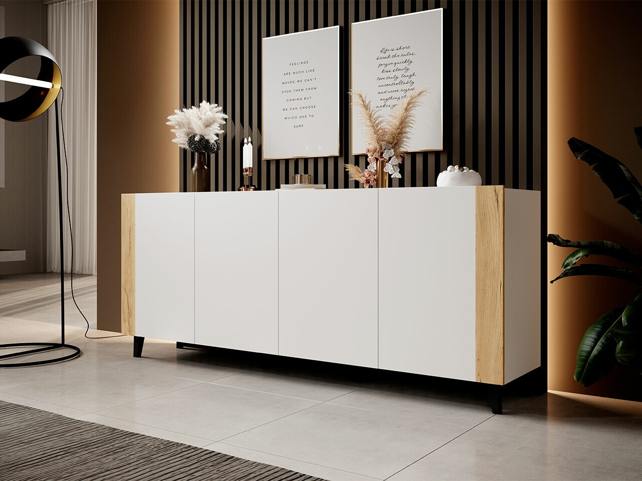 Sideboard Charlotte 183 (White + Craft oak)