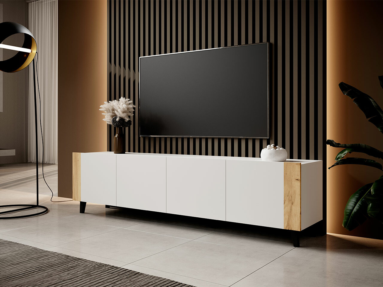 TV stand Charlotte 184 (White + Craft oak)