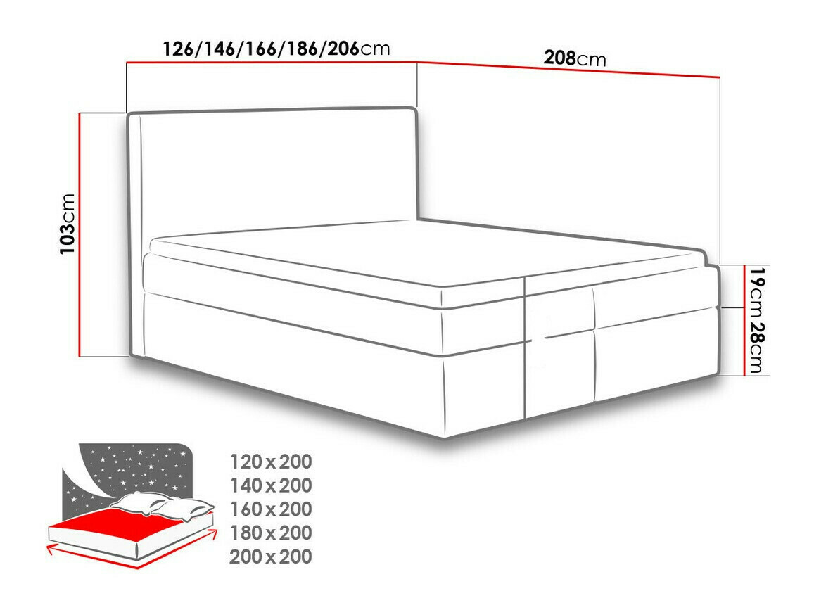 Continental bed Nix (Velluto 16)