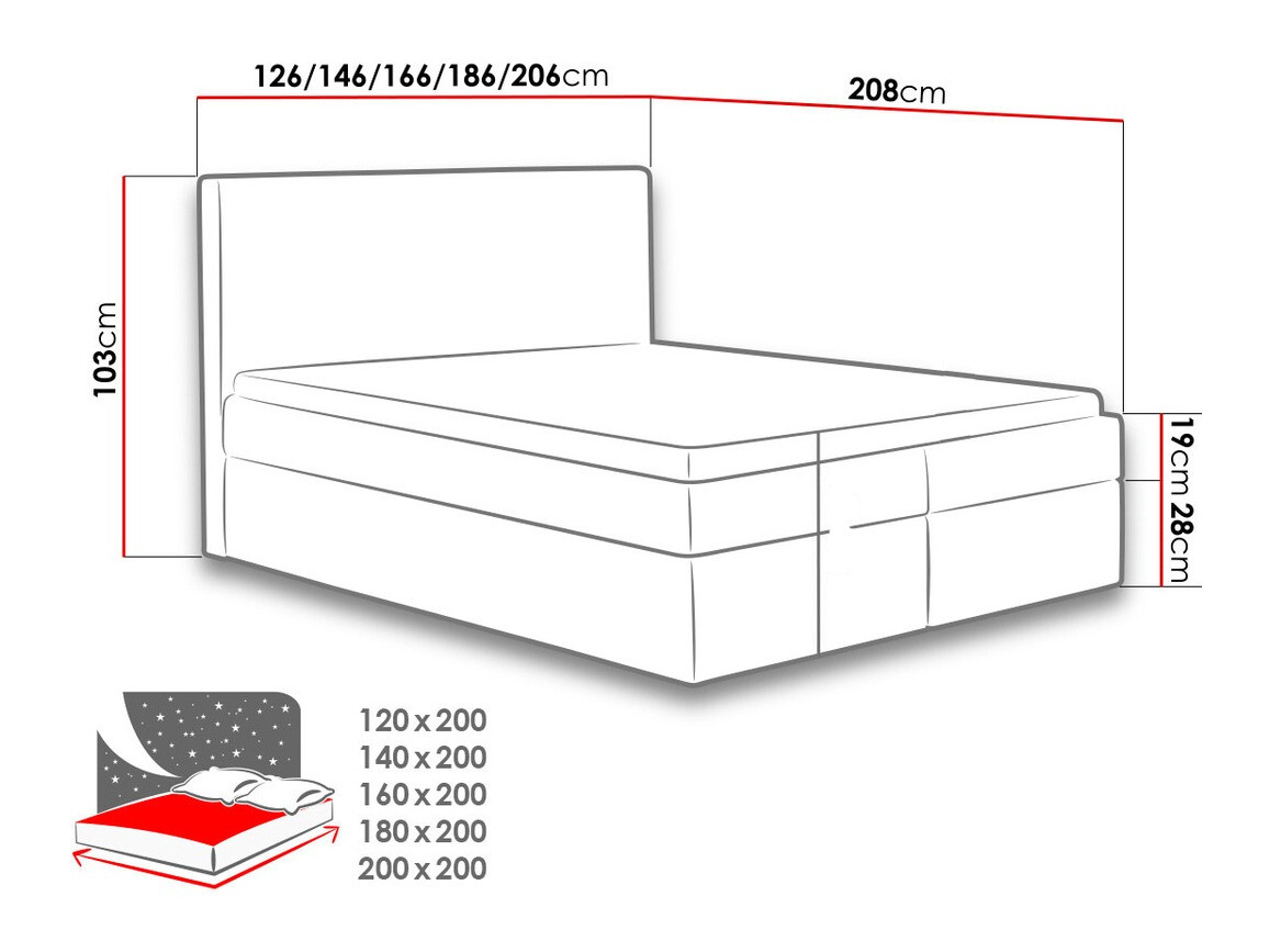 Continental bed Nix (Velluto 3)