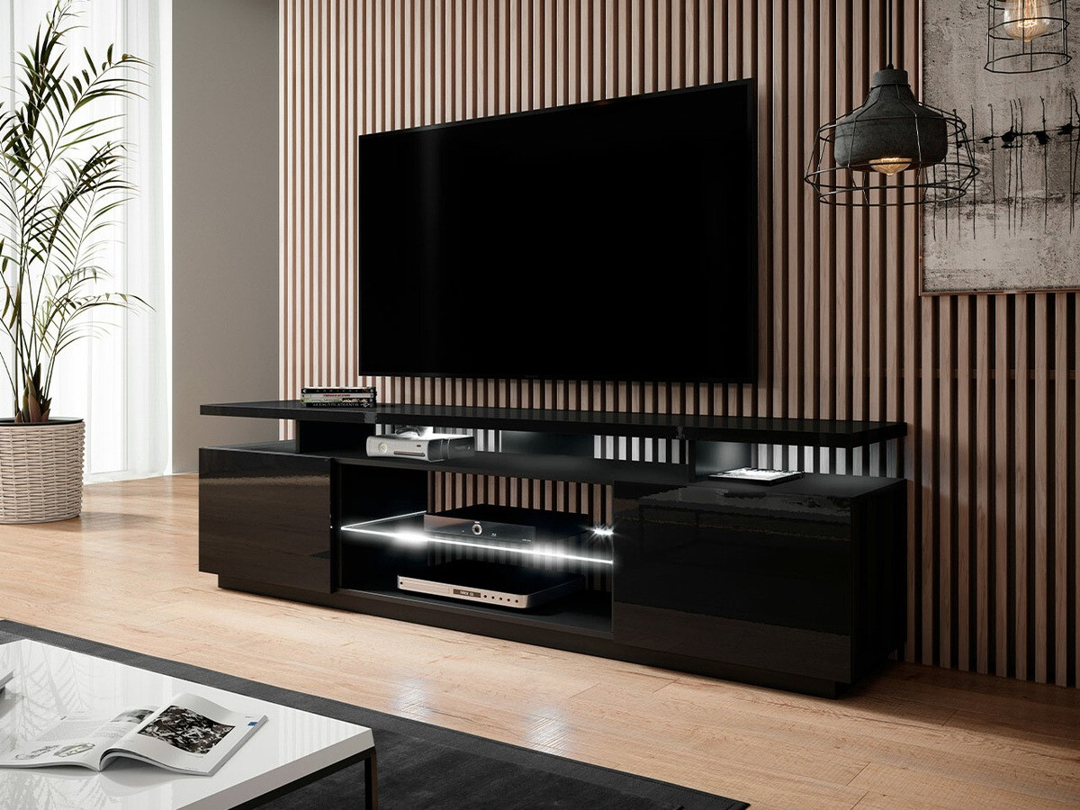 TV stand Figura (Black + Glossy black)