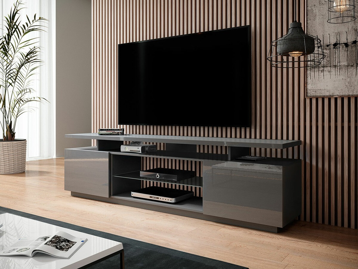TV stand Figura (Grey + Gloss grey)