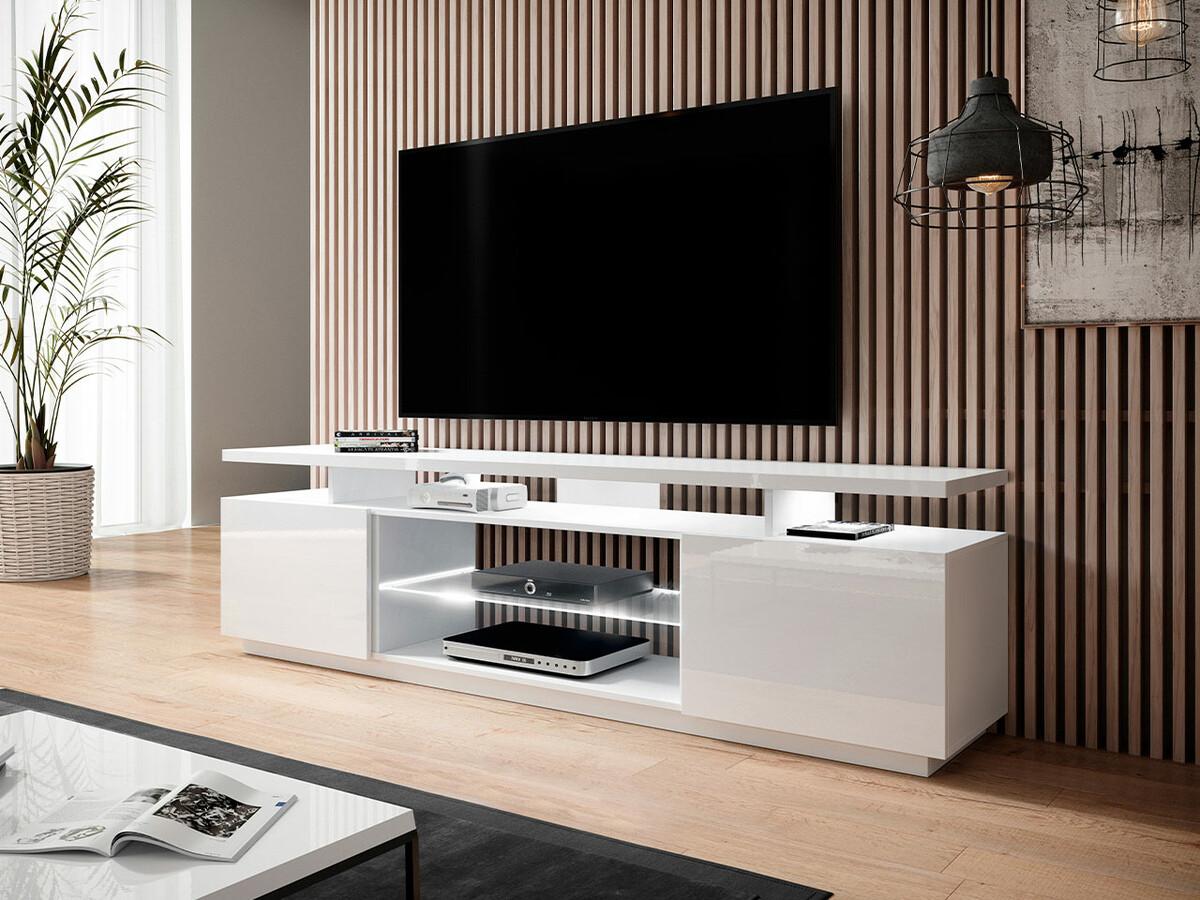 TV stand Figura (White + Glossy white)