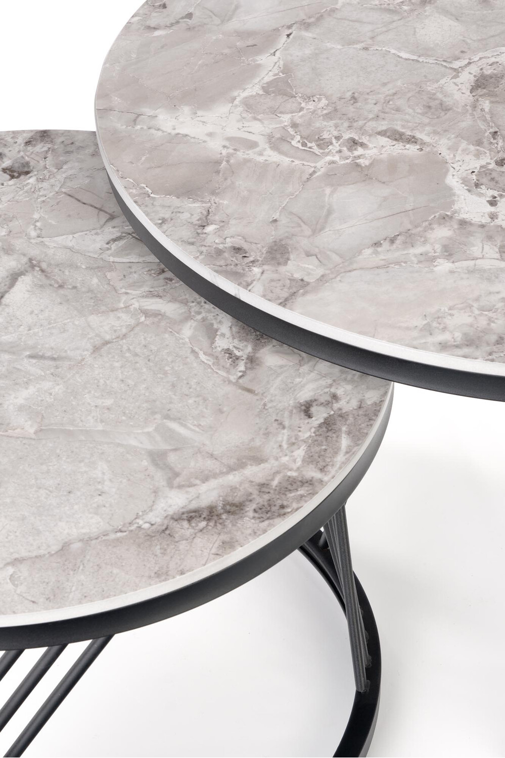 Coffee table set Houston Acetum (Black + Grey marble)