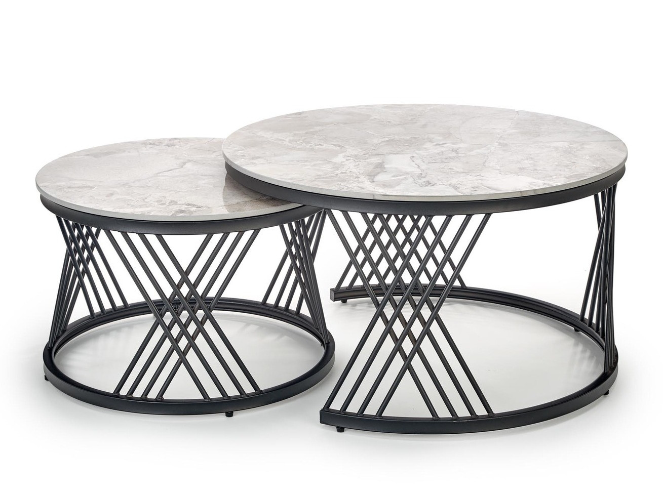 Nest of coffee tables Houston Acetum (Black + Grey marble)