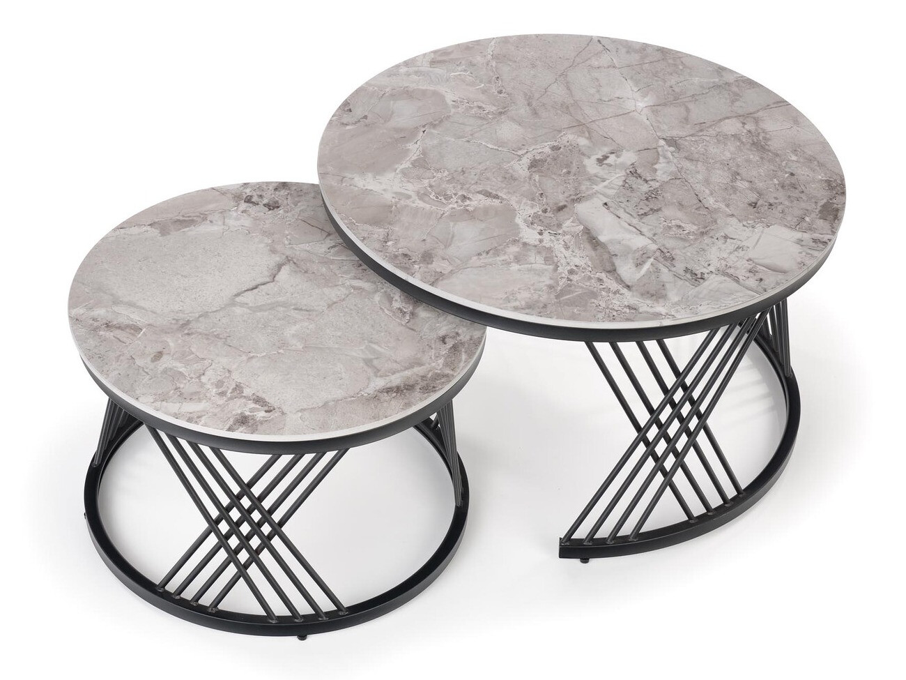 Nest of coffee tables Houston Acetum (Black + Grey marble)