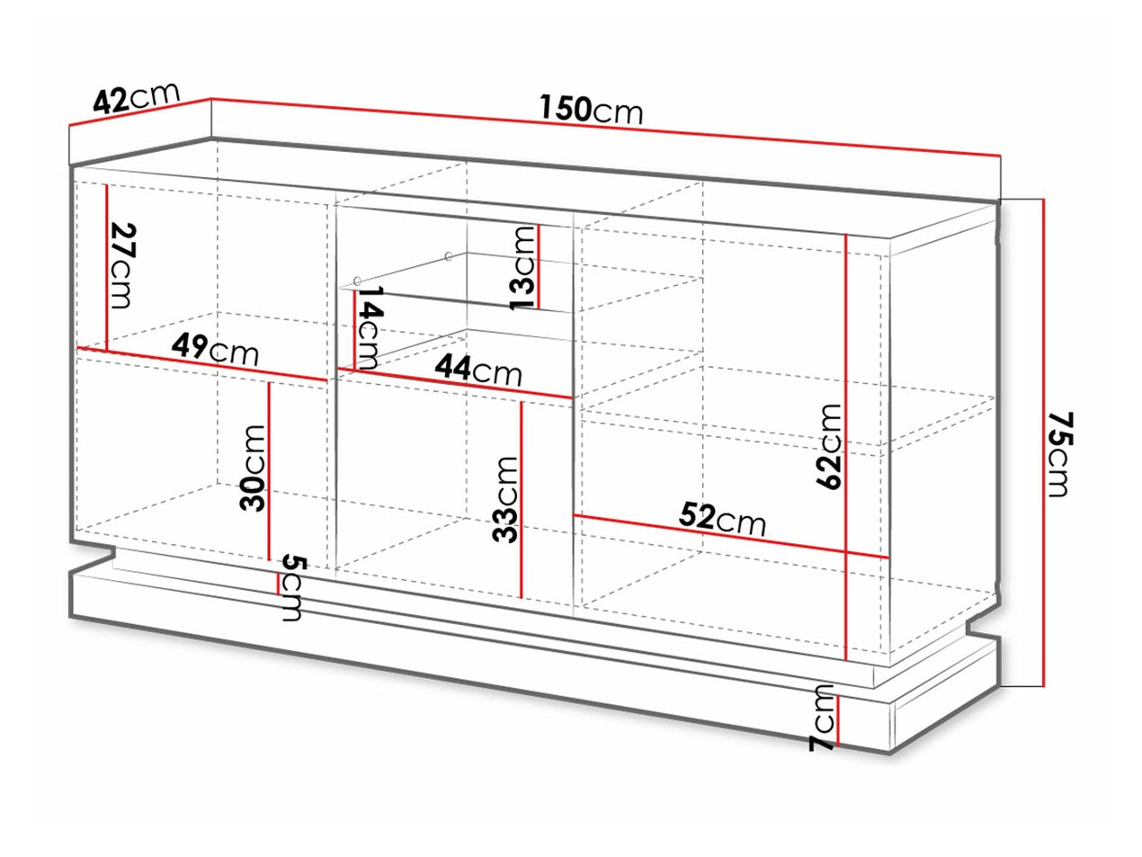 Sideboard Linar (Black + Glossy black)