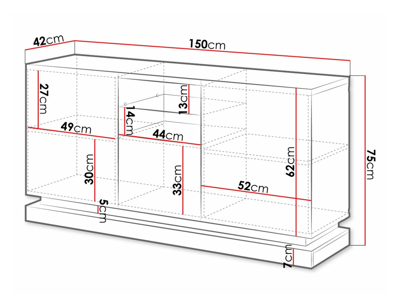 Sideboard Linar (White + Glossy white)