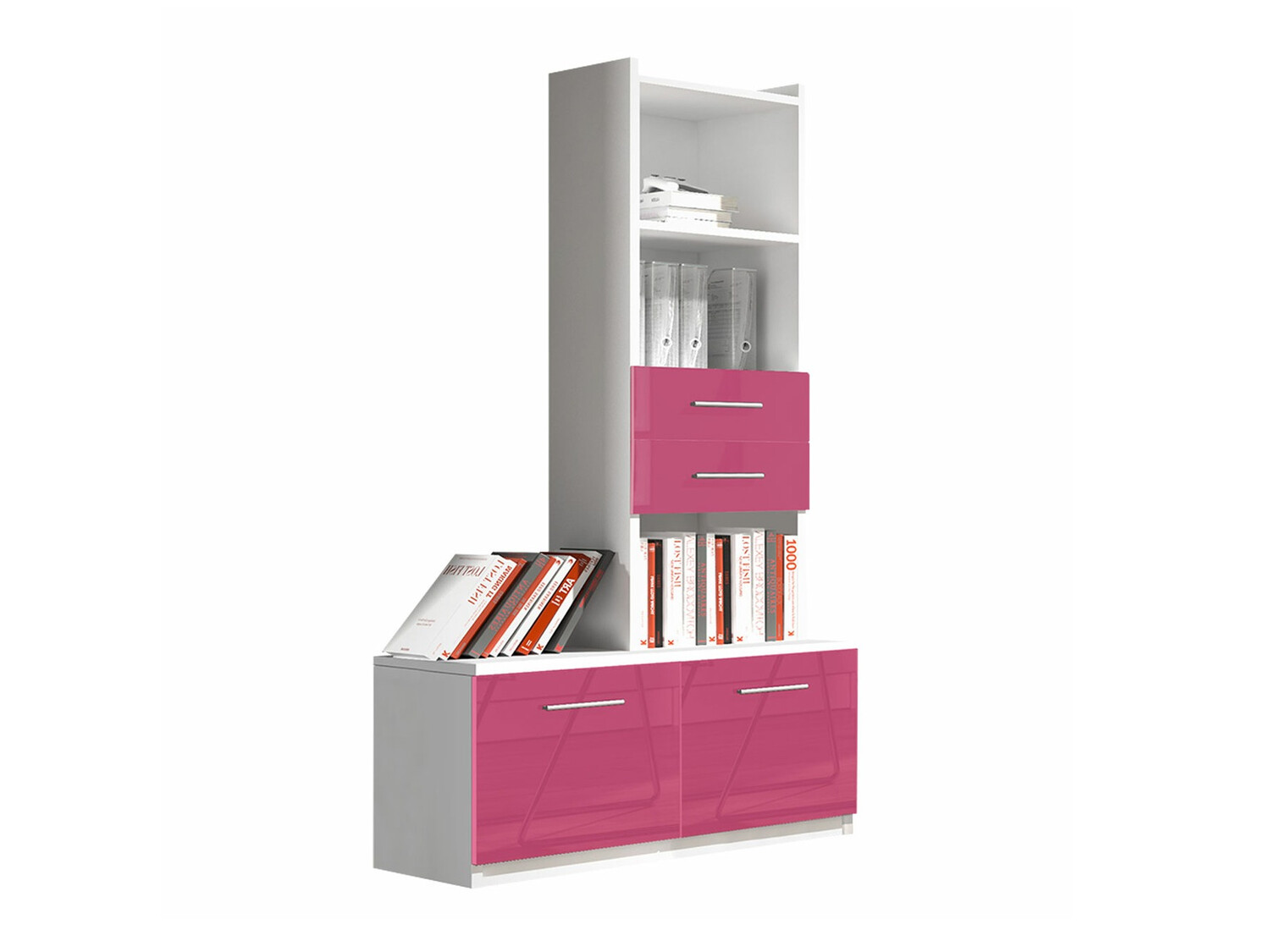 Bookcase Campus (White + Glossy pink)