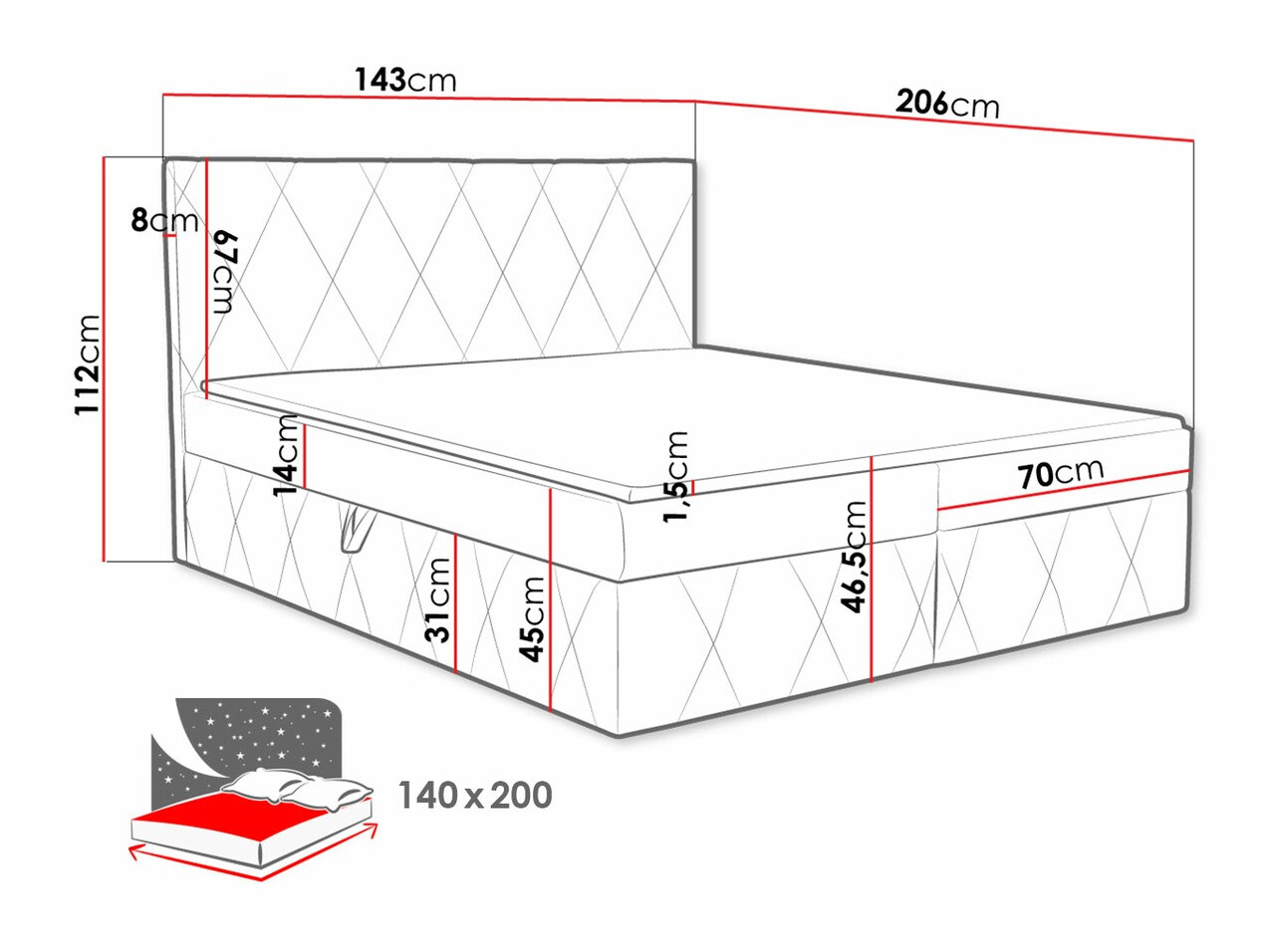 Continental bed Comfivo Avis (Magic Velvet 2227)