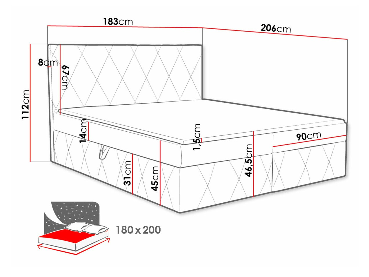 Continental bed Comfivo Avis (Magic Velvet 2299)