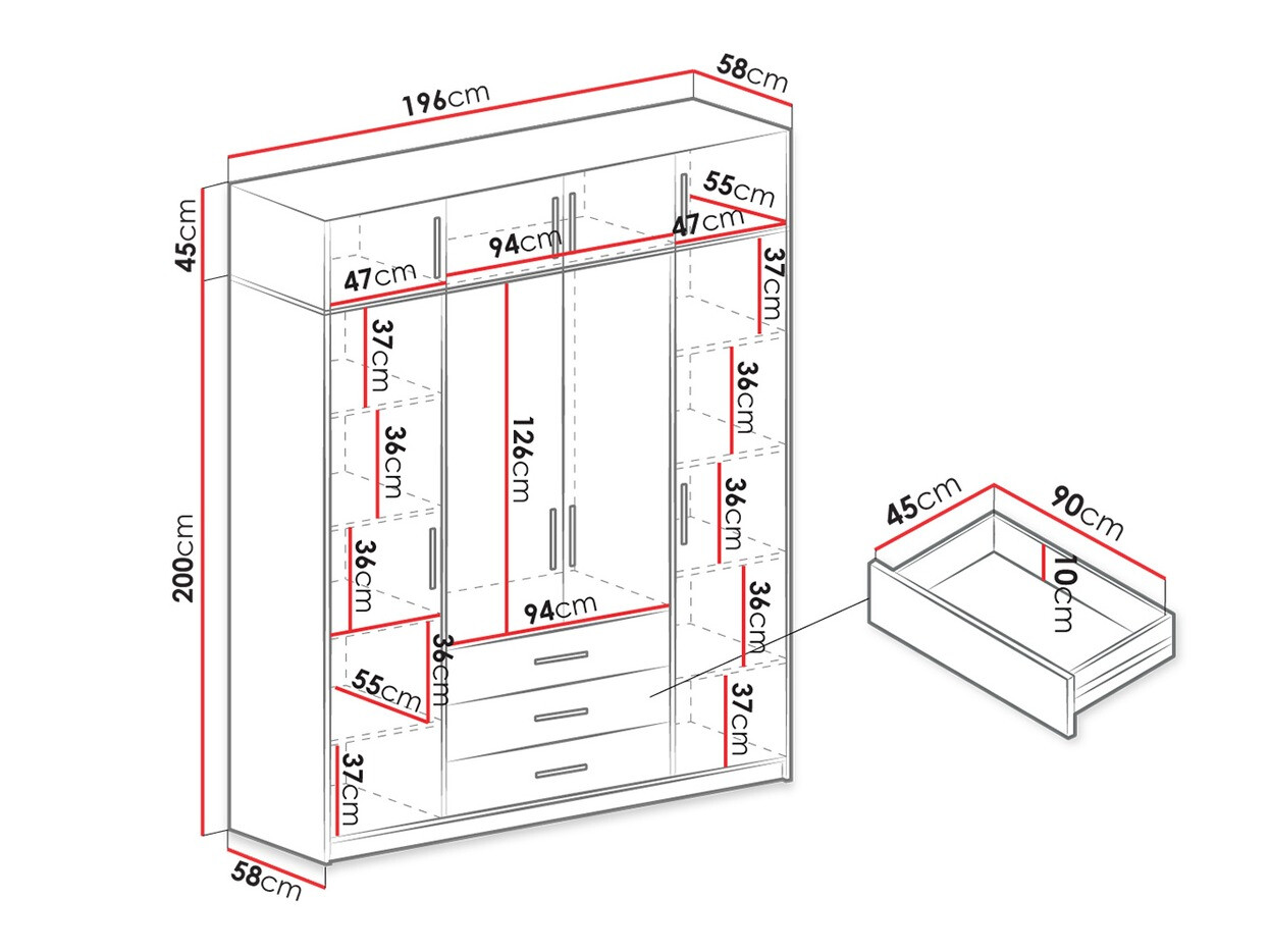 Wardrobe Dortivu I (Graphite)
