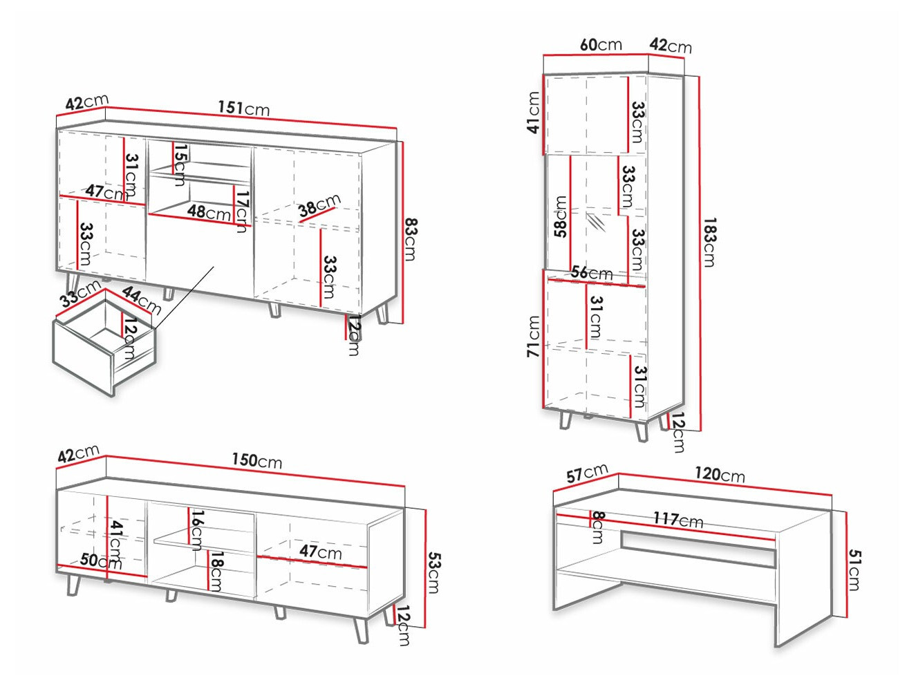 Living room set Dicto (White)