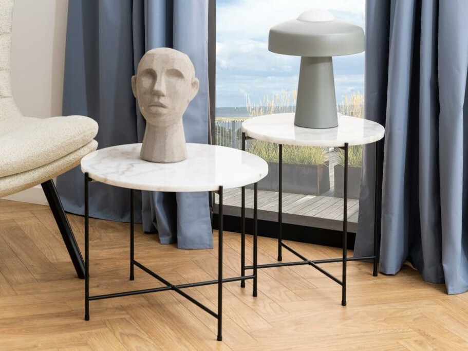 Side table Norsica 608 (White marble + Black)