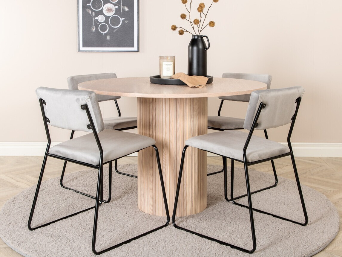Dining set Dallas 2566 (Light grey + Black)