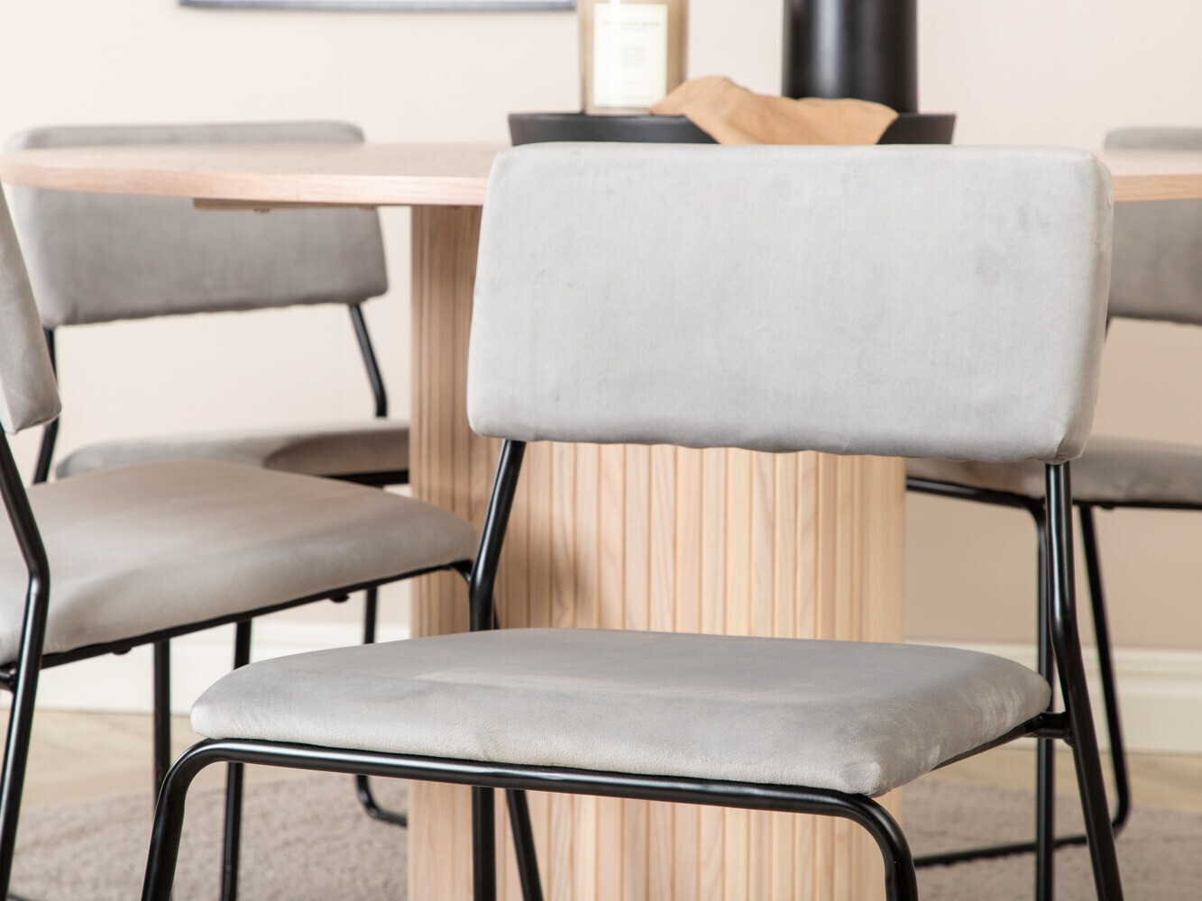 Dining set Dallas 2566 (Light grey + Black)