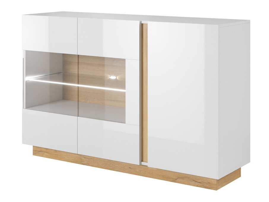 Sideboard Novbela 105 (White + Glossy white + Grandson oak)