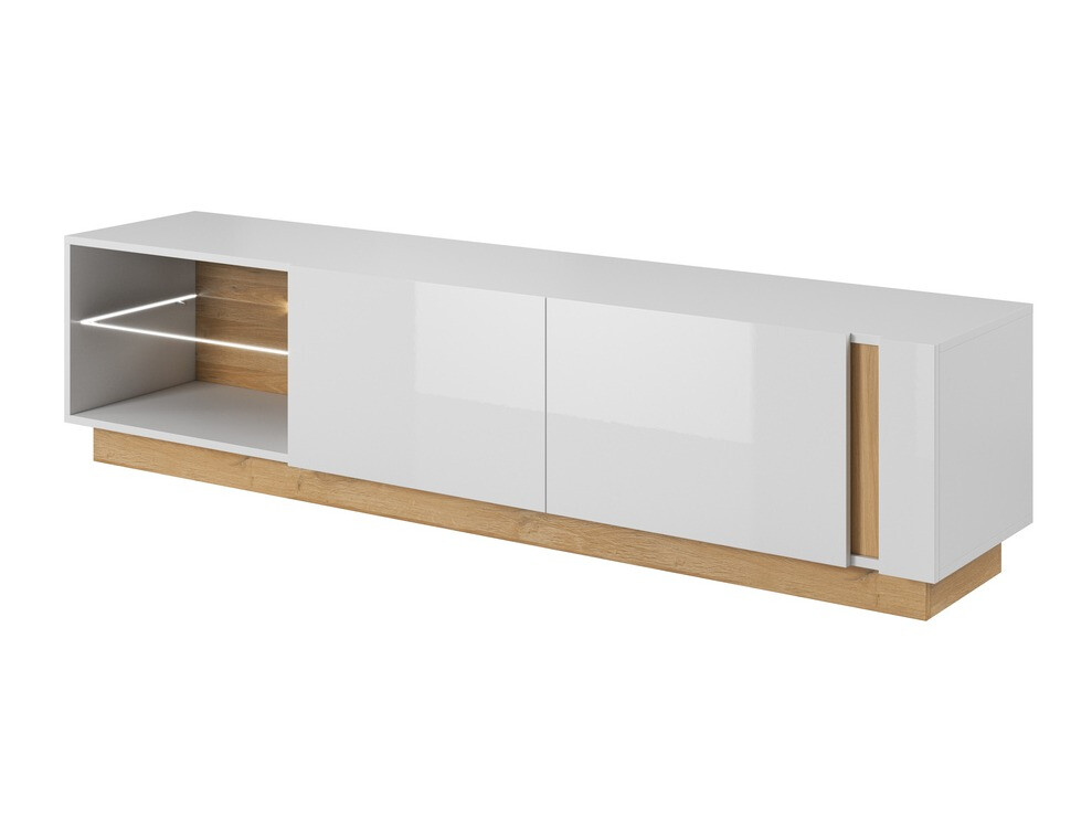TV stand Novbela 108 (White + Glossy white + Grandson oak)