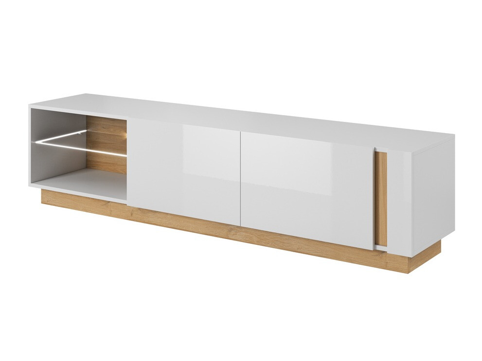 TV stand Novbela 108 (White + Glossy white + Grandson oak)
