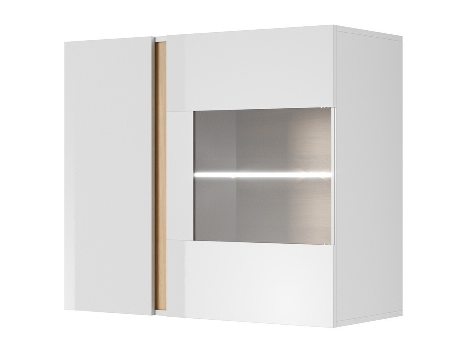 Wall shelf Novbela 112 (White + Glossy white + Grandson oak)