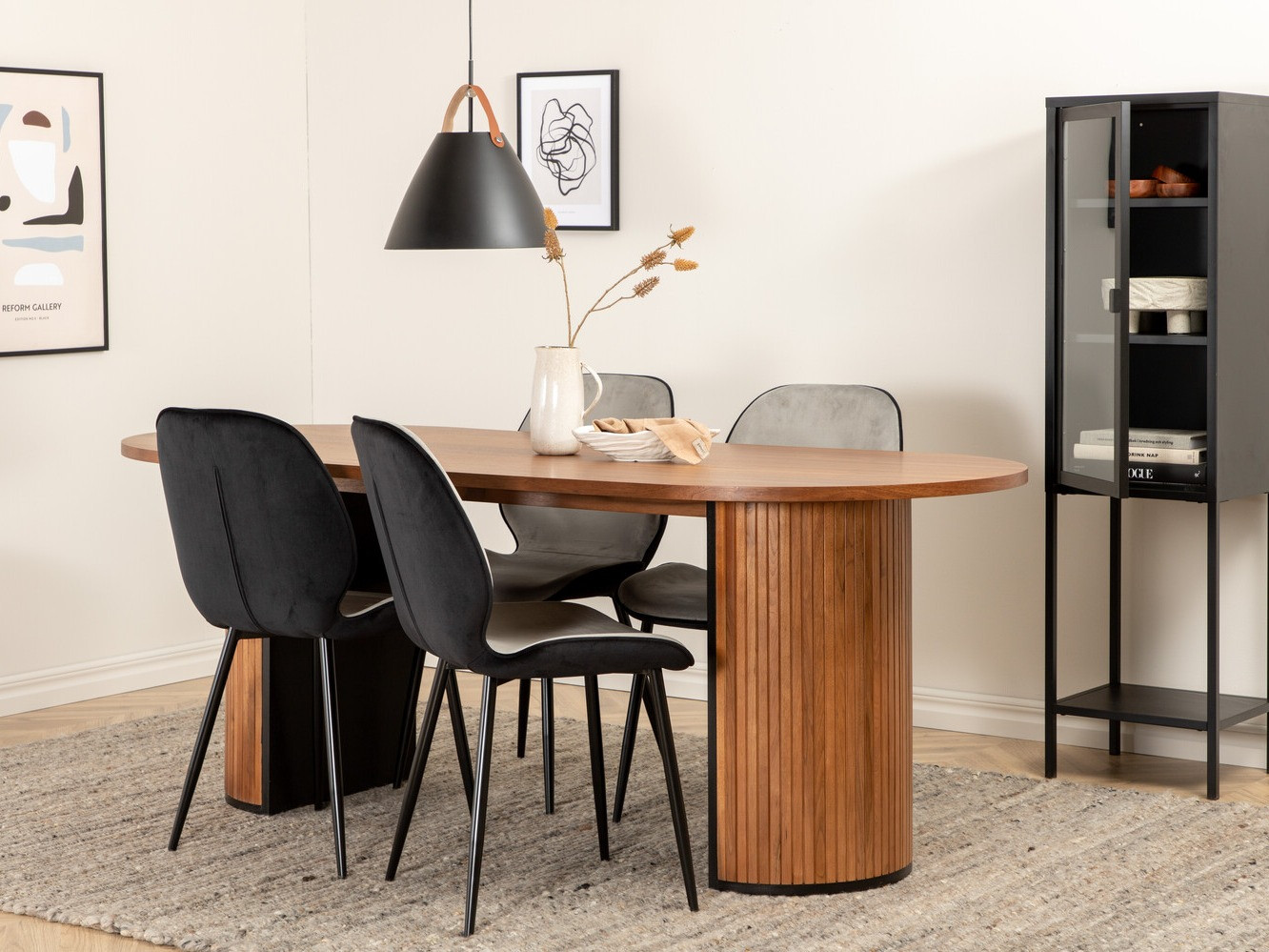 Dining set Dallas 2763 (Walnut + Black)