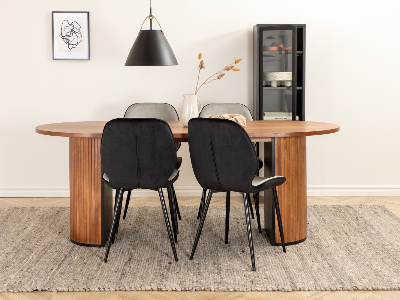 Dining set Dallas 2763 (Walnut + Black)