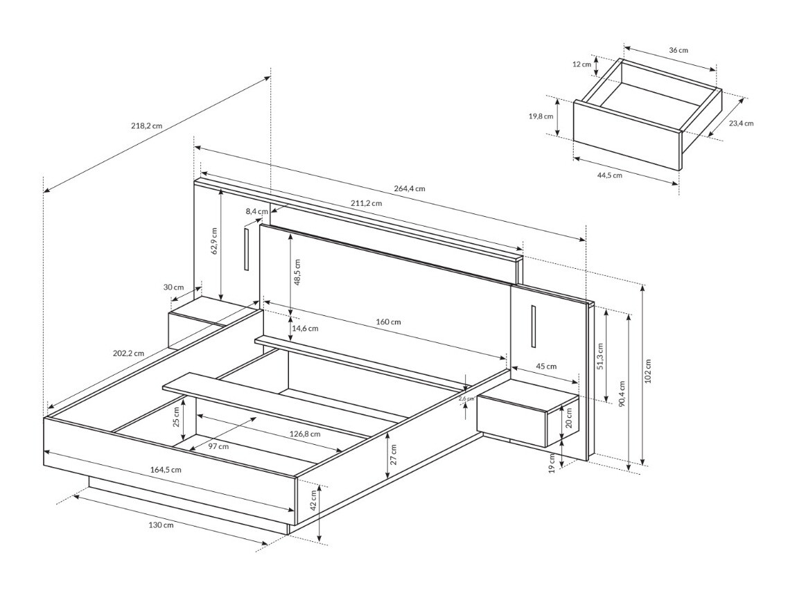 Bed Tororli 106 With bedside tables