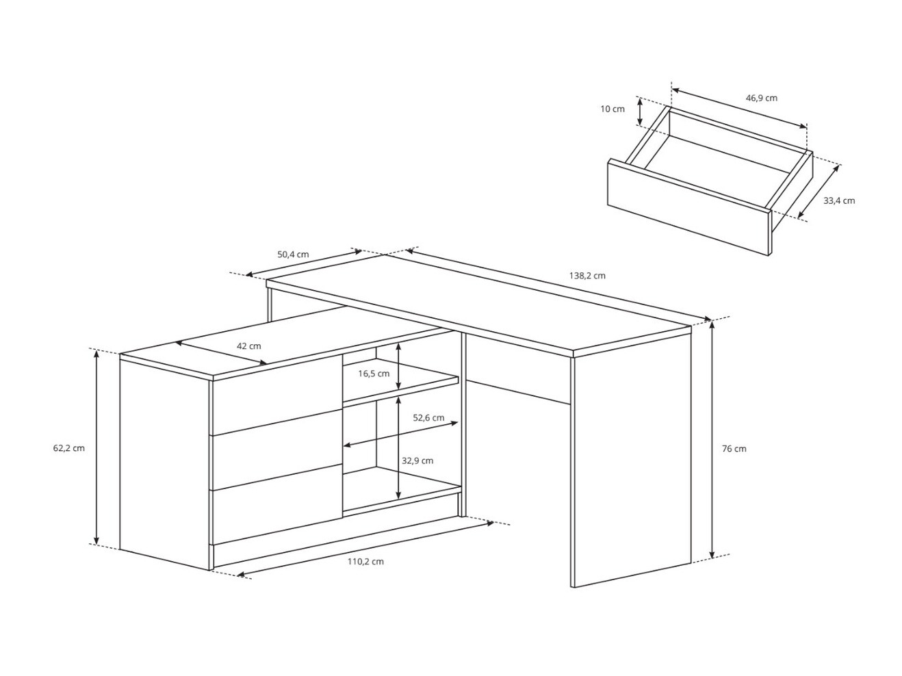 Corner desk Kingston 130 (White)