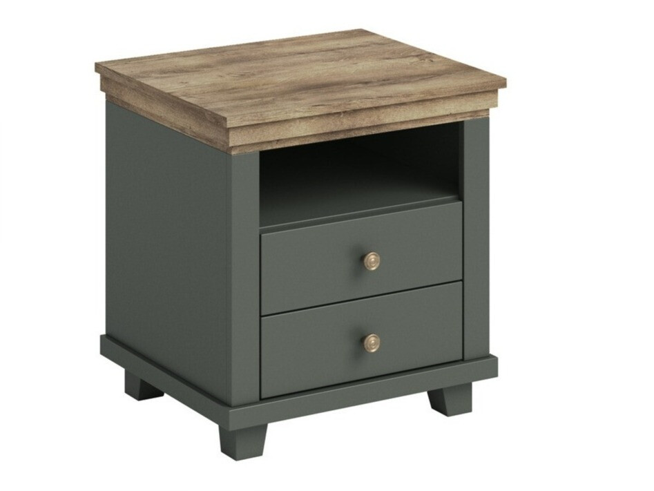 Bedside table Tolnue 117 (Dark green + Lefkas oak)