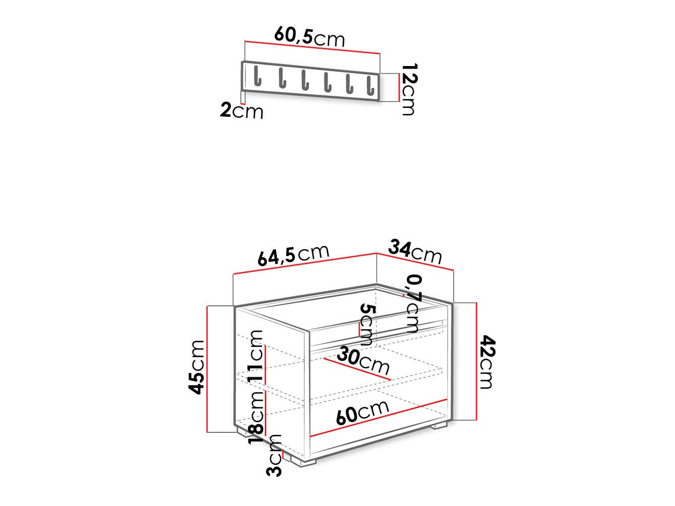 Hallway set Comfivo Pinus VII (White + Manila 04)