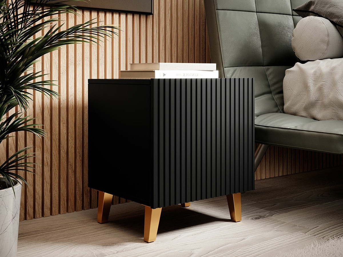 Bedside table Levmari 107 (Black + Golden) (2pcs.)