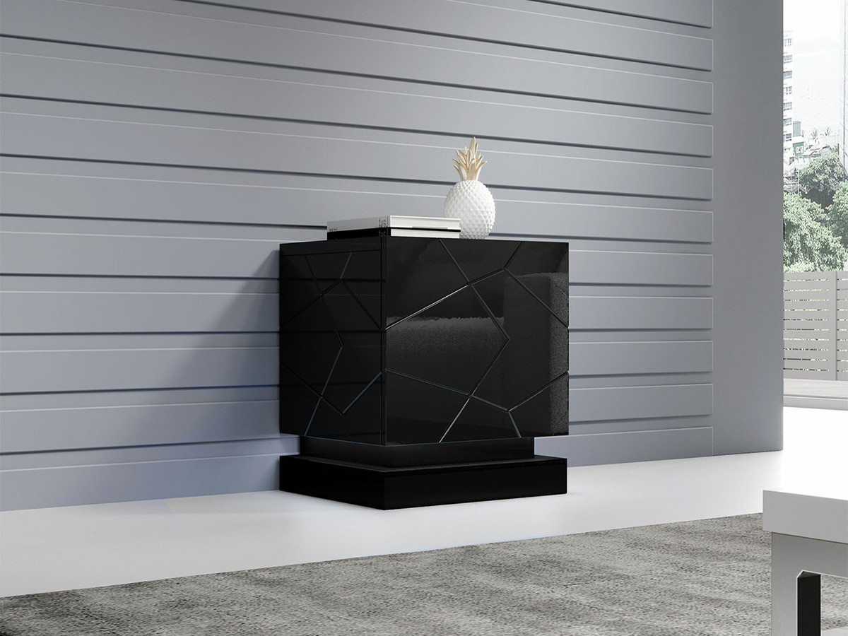 Set of bedside tables Linar (Black + Glossy black)