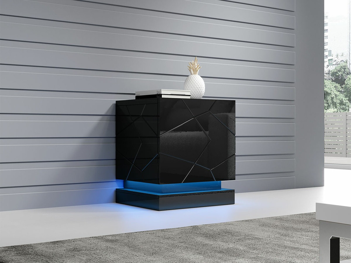 Set of bedside tables Linar (Black + Glossy black)
