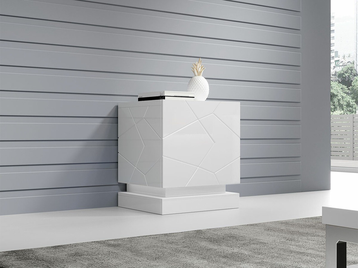Set of bedside tables Linar (White + Glossy white)