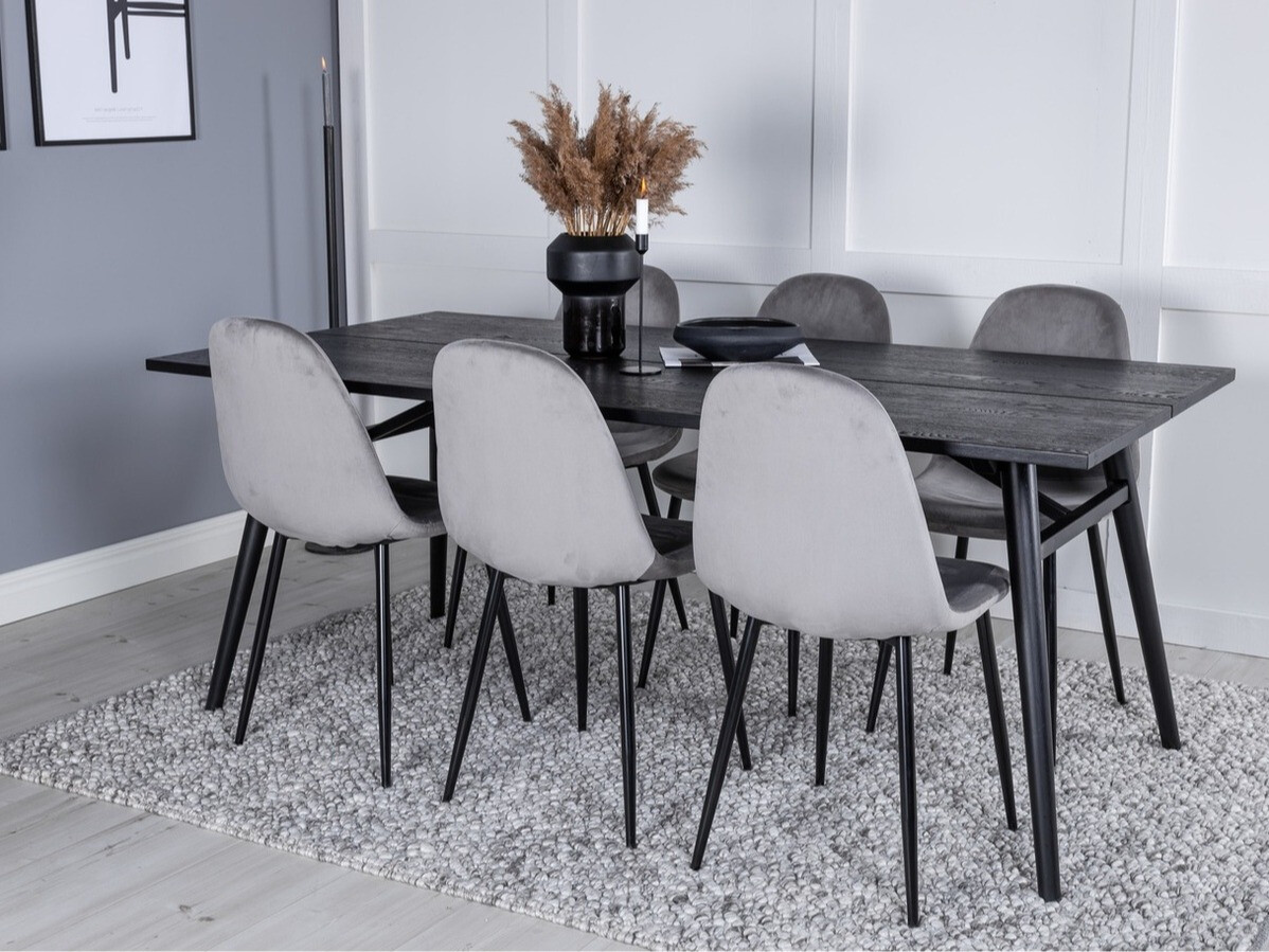 Dining set Dallas 1786 (Light grey + Black)