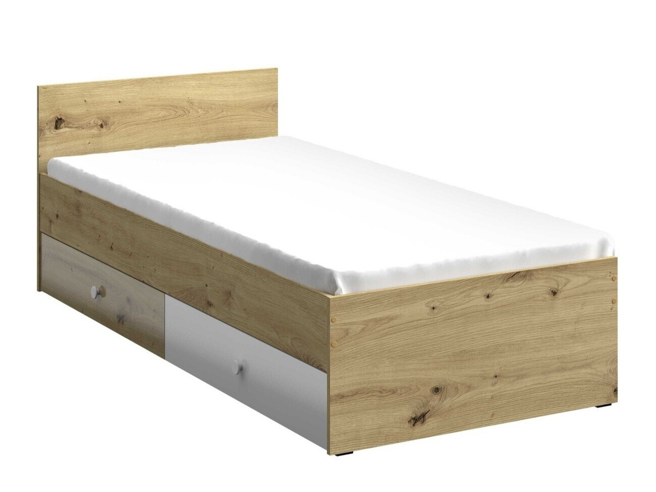 Bed Mirelbu 112 (Artisan oak + Glossy white)