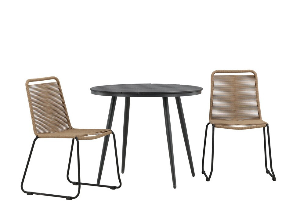 Table and chairs set Dallas 3782 (Light brown + Black)