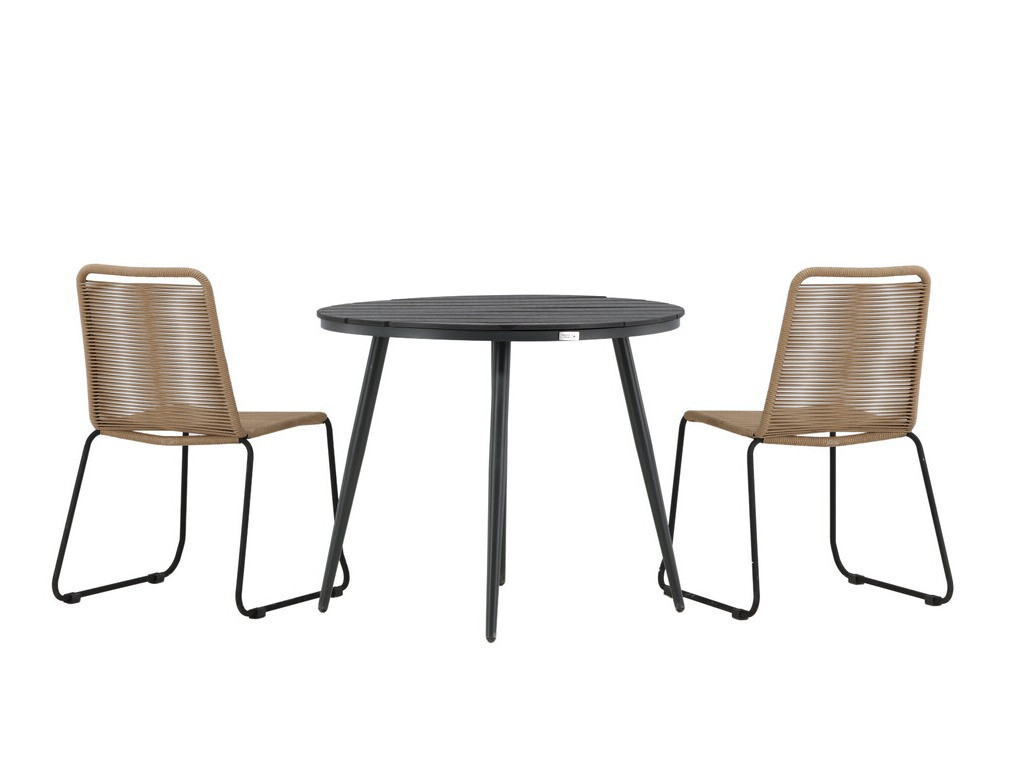 Table and chairs set Dallas 3782 (Light brown + Black)