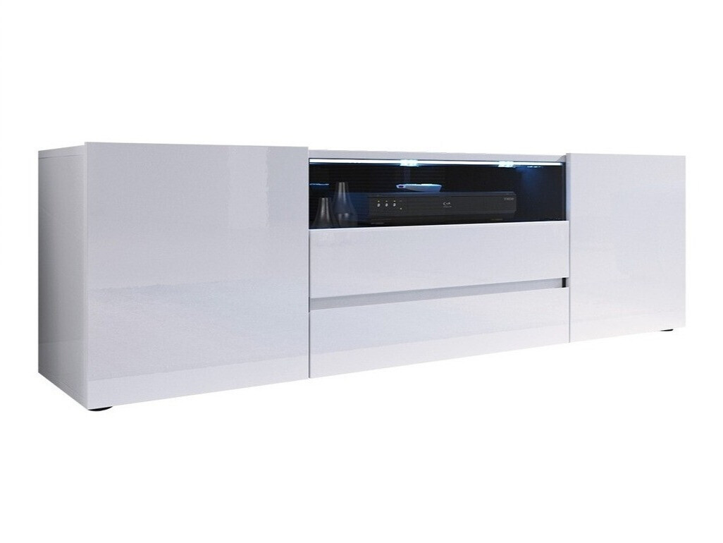 TV stand Ager (White + Glossy white)