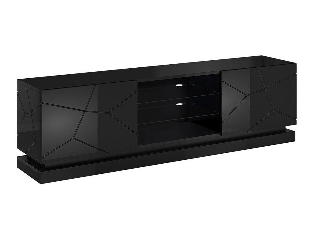 TV stand Charlotte 128 (Black + Glossy black)