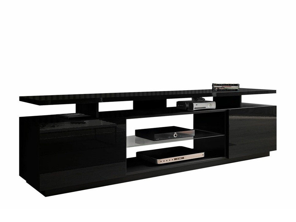 TV stand Figura (Black + Glossy black)