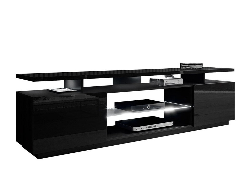 TV stand Figura (Black + Glossy black)
