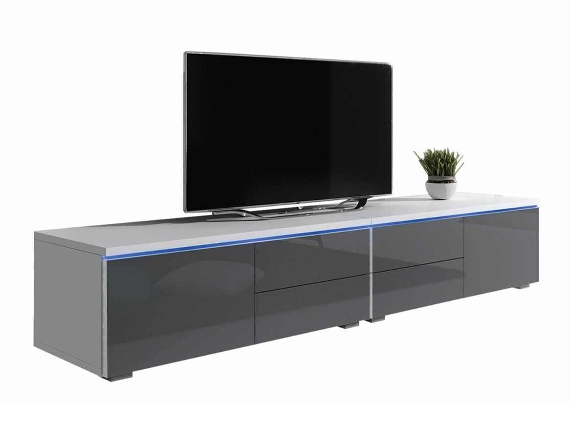 TV stand Hortus (White + Gloss grey)