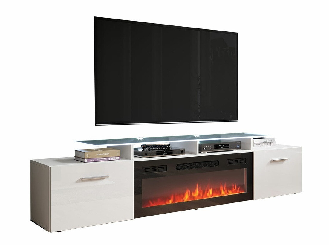 TV stand Numerus (White + Glossy white)