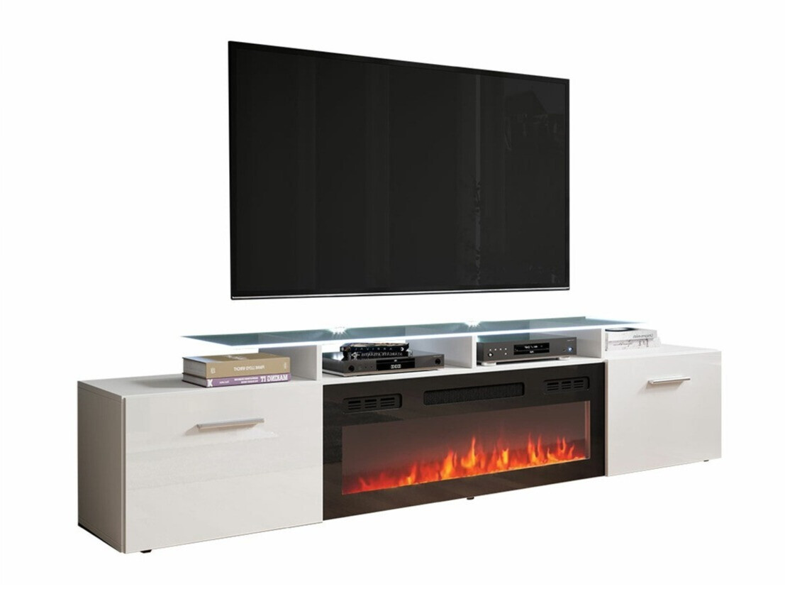 TV stand Numerus (White + Glossy white)