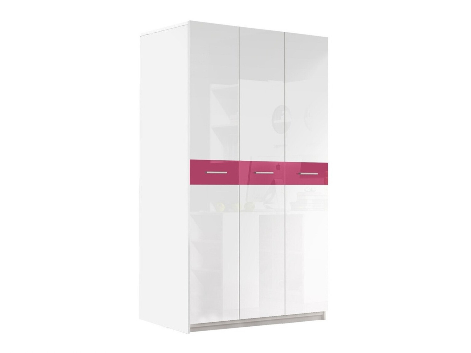 Wardrobe Campus (White + Glossy white + Glossy pink)
