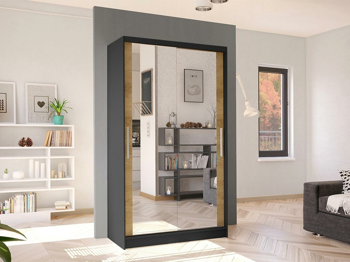 Wardrobe Closico Structor VII (Black + Artisan oak)