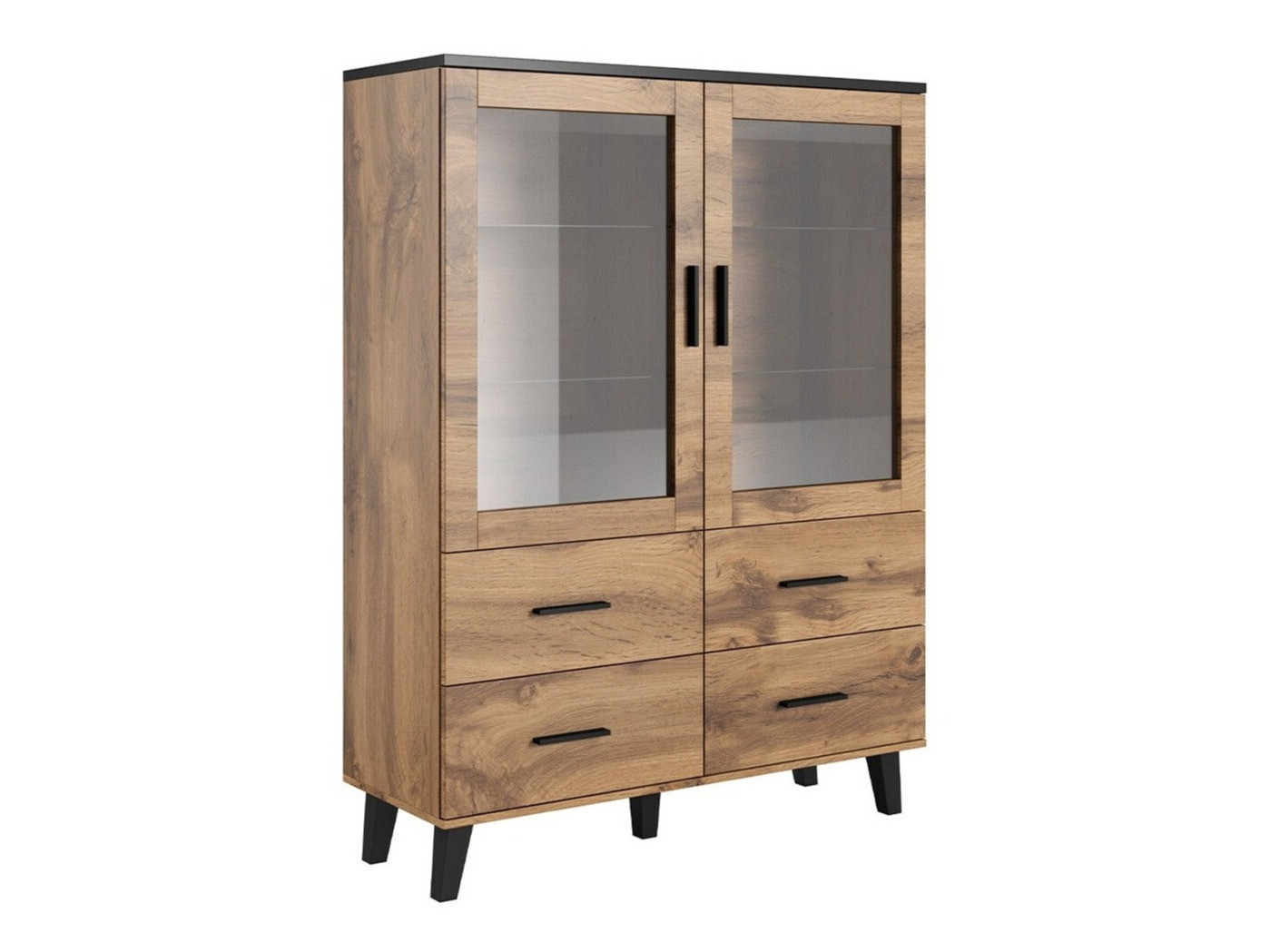 Bookcase Larfloi 110 (Wotan Oak + Black)
