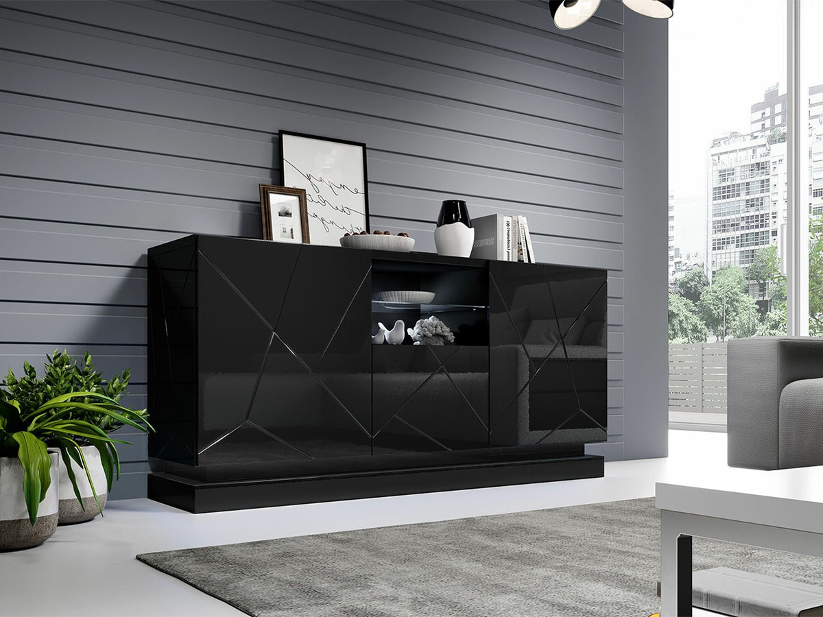 Sideboard Linar (Black + Glossy black)